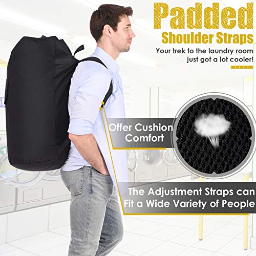 Backpack Laundry Bag, 115L Heavy Duty Extra Large College Laundry Backpack, Dirty Clothes Bag with Shoulder Straps, Laundry Hamper Bag with Drawstring Closure for College Dorm, Apartment Black by Ãzhido - Image 4