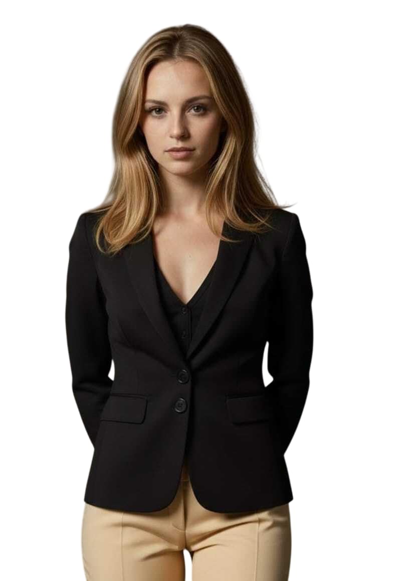 Women Cotton Blend Solid Single Breasted Blazer with Notched Lapel | Full Sleeves, Button Closure, Regular Fit Formal Blazer for Womens & Girls | Lightweight & Breathable Fabric (Black)_42-image-24