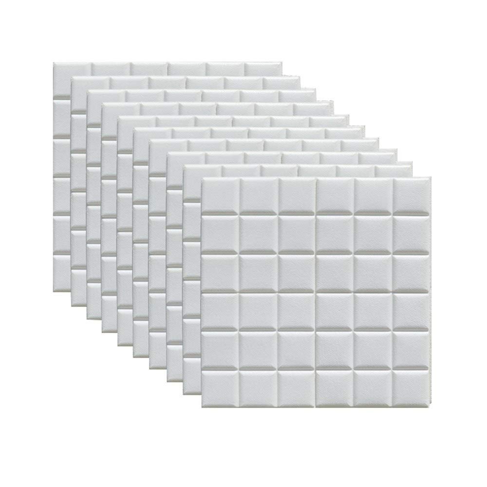 Papier peint briques 3D MU blanc autocollant en mousse PE 10 pièces