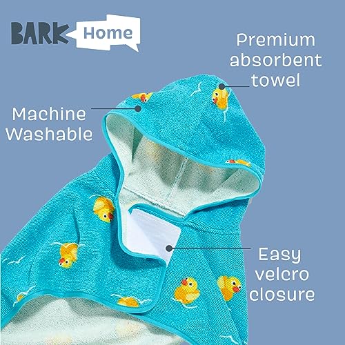 BarkBox Dog Bathrobe Towel - Lightweight, Super Cute Fast Drying Bathrobe for Dogs - Ducky (Medium)