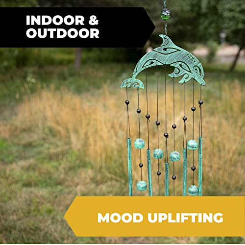Vp Home 28.5" H Tribal Dolphin Wind Chimes For Outside Unique Tribal Dolphin Windchimes For Outdoor Decorations Garden Decor Dolphin Cimes For Women, Mom, Grandma, Unisex #TOP4