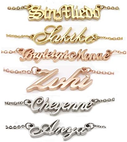 AOLO Personalized Name Necklace Initial Pendant Necklace Stainless Steel