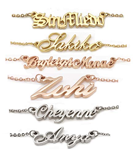 AOLO Personalized Name Necklace Stainless Steel Custom Chain Nameplate Necklace Mother Day Jewelry for Womens