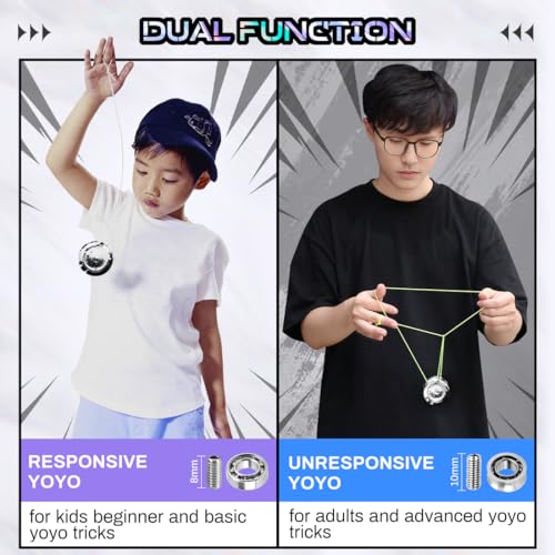 7YO X8 Dual Purpose Yoyo for Beginners, Responsive Kids Yoyo with 10 Strings, Case, Unresponsive Bearing, Extra Accessory Kit