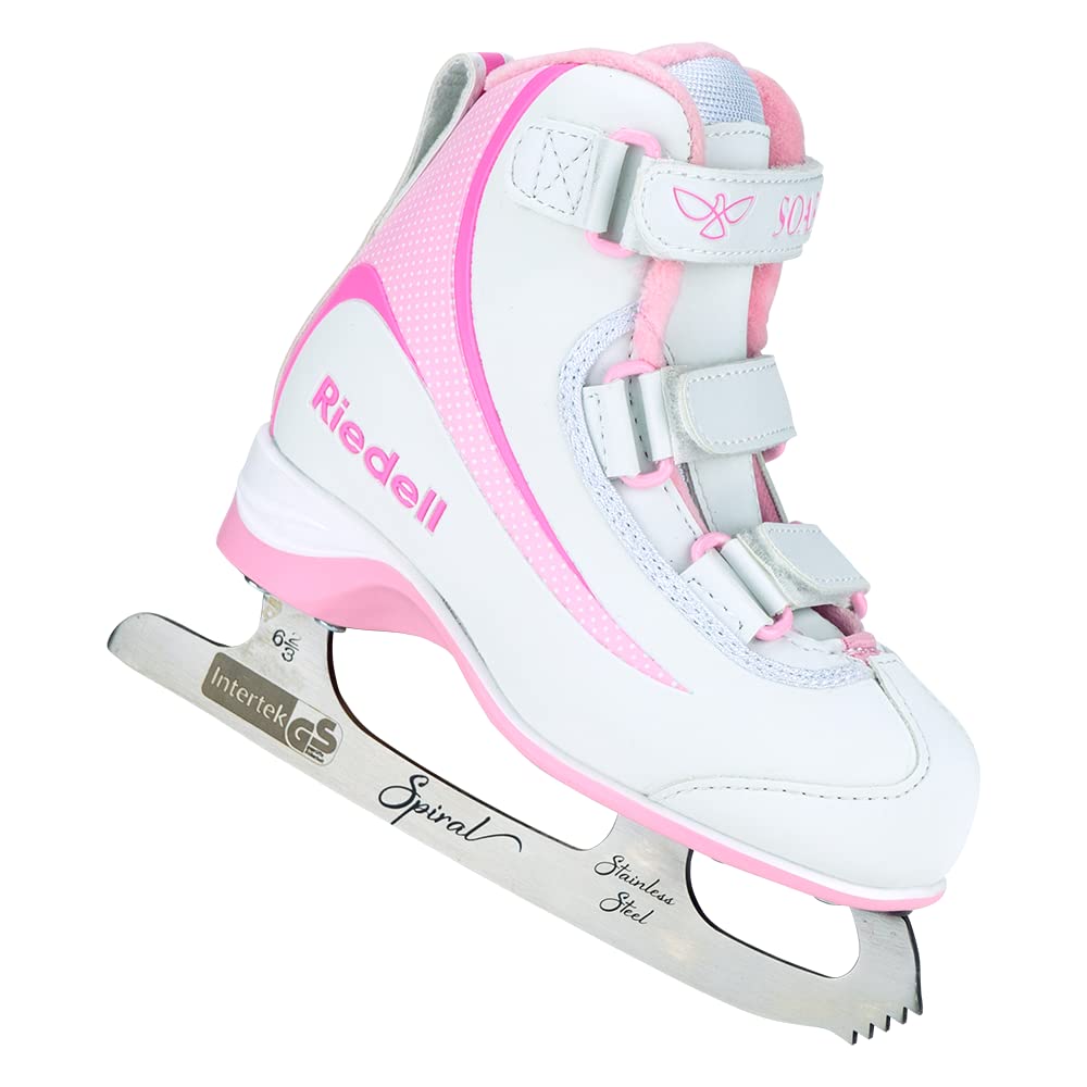 Riedell Soar Junior Kids Ice Skates for Girls and Boys - Sleek Insulated Skate Shoes with Foam-Backed Lining, Stainless Steel Blades, and PVC Soles