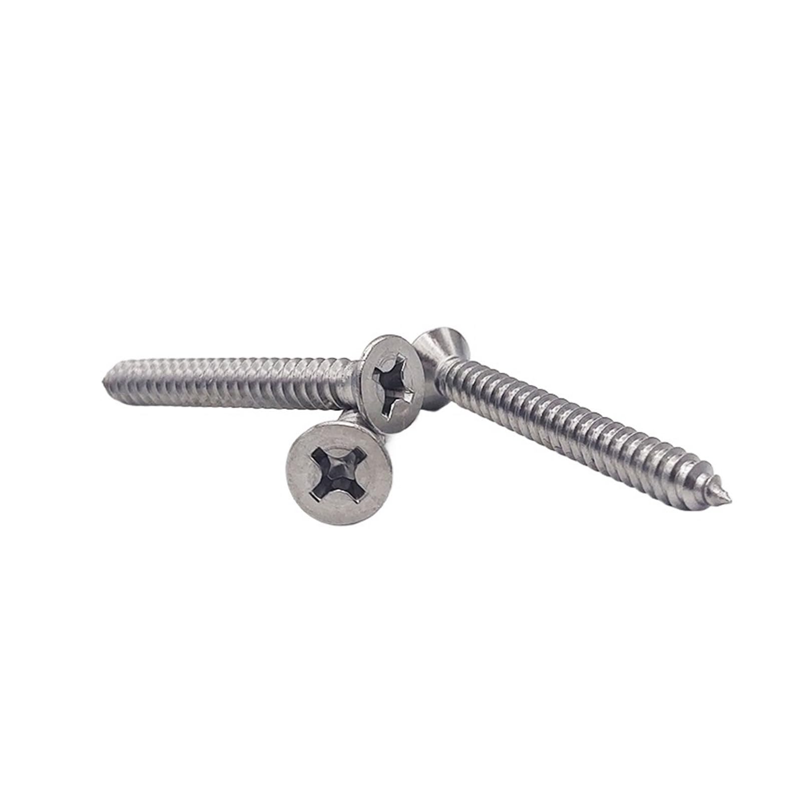 Tornillos autorroscantes for madera de cabeza avellanada plana y cruz acero inoxidable GB846 304, M3.5, .9, M4.2, .8, M5., M6.3, 10/20/50 unidades
