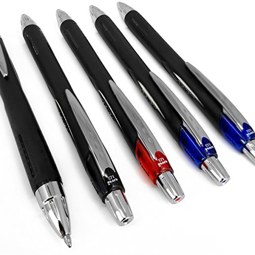 Uni-Ball Jetstream SXN-5, 210,0 mm, einziehbarer Tintenroller, Schwarz, 5er Pack, 2 x blau, 2 x schwarz, 1x rot.