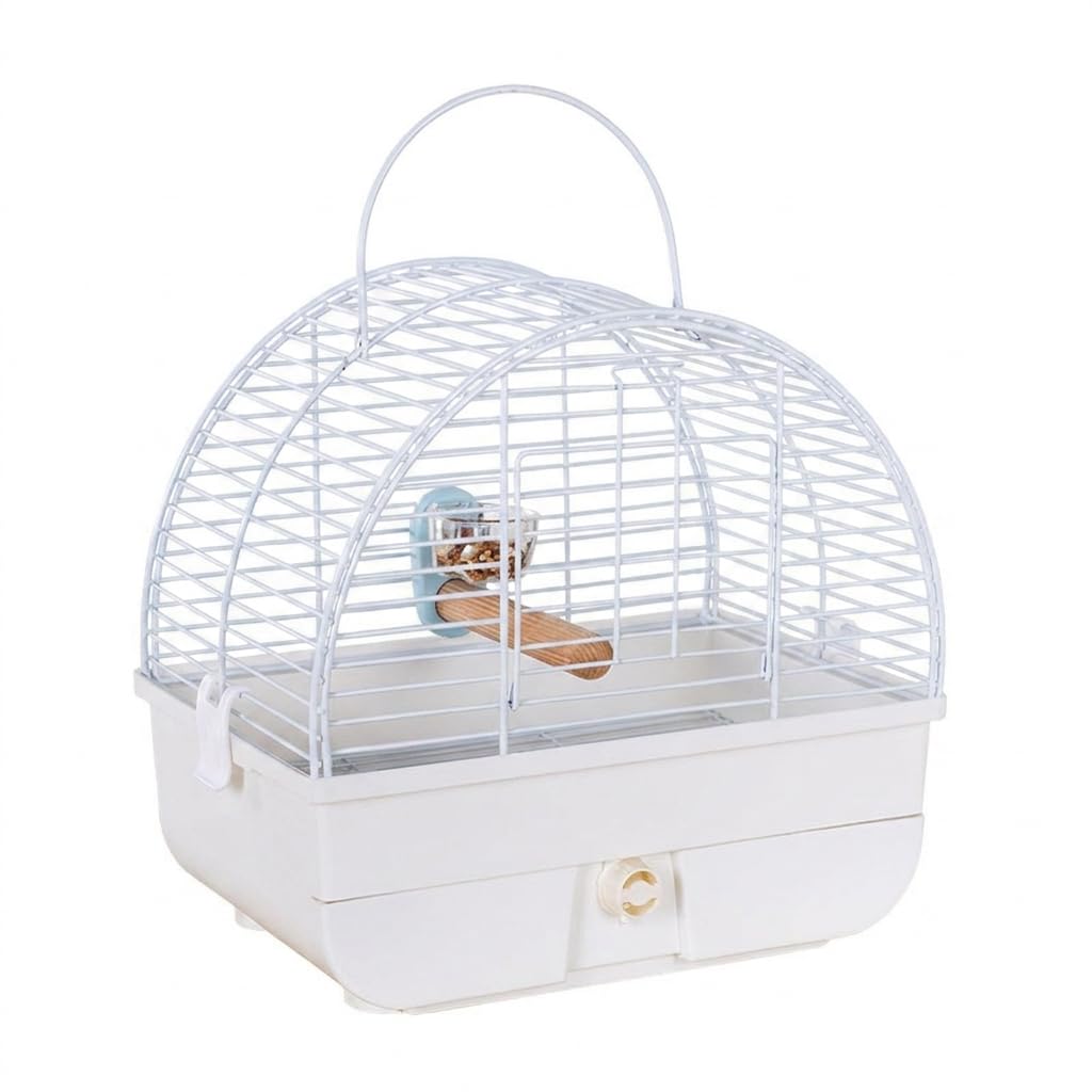 JISADER Travel Cage for Birds, Metal Wire Parrot Cage w/Handle Stand Perch