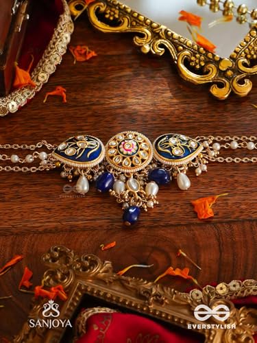 Image of SANJOYA BY EVERSTYLISH Nilachandrika Moonlight Of The Blue Sky Handmade Kundan Set With Necklace And Earrings Lightweight Jewelry For Women | Party, Festive, Wedding & Gifting