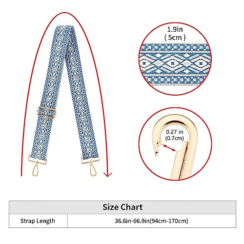 Image of Wide Shoulder Strap Adjustable Replacement Belt Guitar Style Crossbody Bag Handbag Strap Multicolor Canvas Straps(Wide:2in)(Color16)