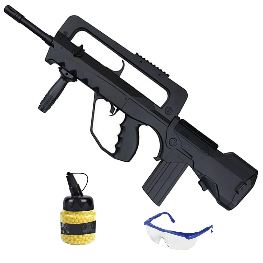 Double Eagle M46 Negra Muelle (6mm) | Rifle de Airsoft (Bolas de PVC) Calibre 6 mm + biberón 1000 Bolas 0,12g + Gafas de protección.