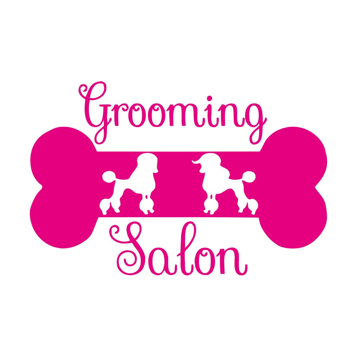 Wall Vinyl Sticker Decor Pet Grooming Salon Logo Teddy Poodle Grooming Pet Shop Bone Shape 72x111.9cm Personalized Customization Extra Large Rosered — image 1