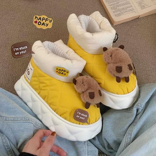 Capybara Slippers Cute Fuzzy Warm Plush Winter Shoes, Cozy Indoor Outdoor House Sandals Bedroom Comfortable Wear Soft Cloud Slides Furry Lightweithg Anti-Skid Rubber Grips Funny Platform Slippers3