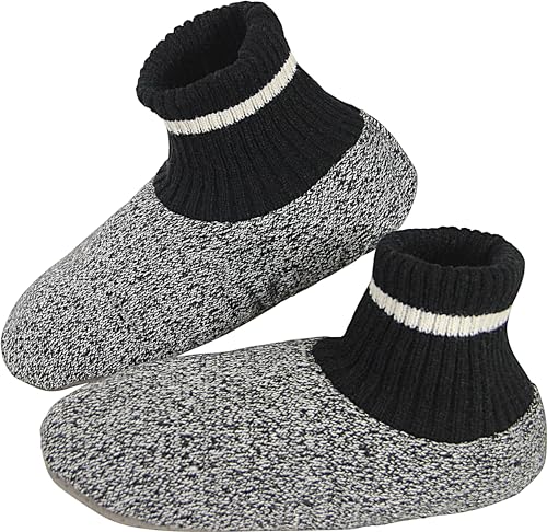 Image of BenSorts Men Fuzzy Slipper Socks with Grippers Non Slip Indoor House Socks Christmas Gifts