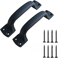 Vista 23 de Paquete de 2 manijas de barra recta de 8 pulgadas para puerta de granero, tiradores de hierro fundido negro para puertas correderas, puertas