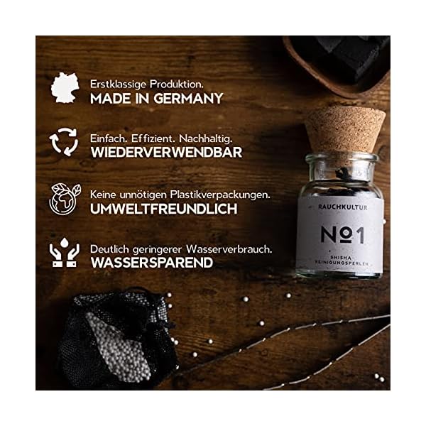Rauchkultur Reinigungsperlen für Vasen, Shisha & Bowls (2000 Perlen) - Reinigungsset aus Keramik, Bowl Reiniger Wasserpfeife - Shisha Zubehör Putzset für Pfeifen – Bild 4