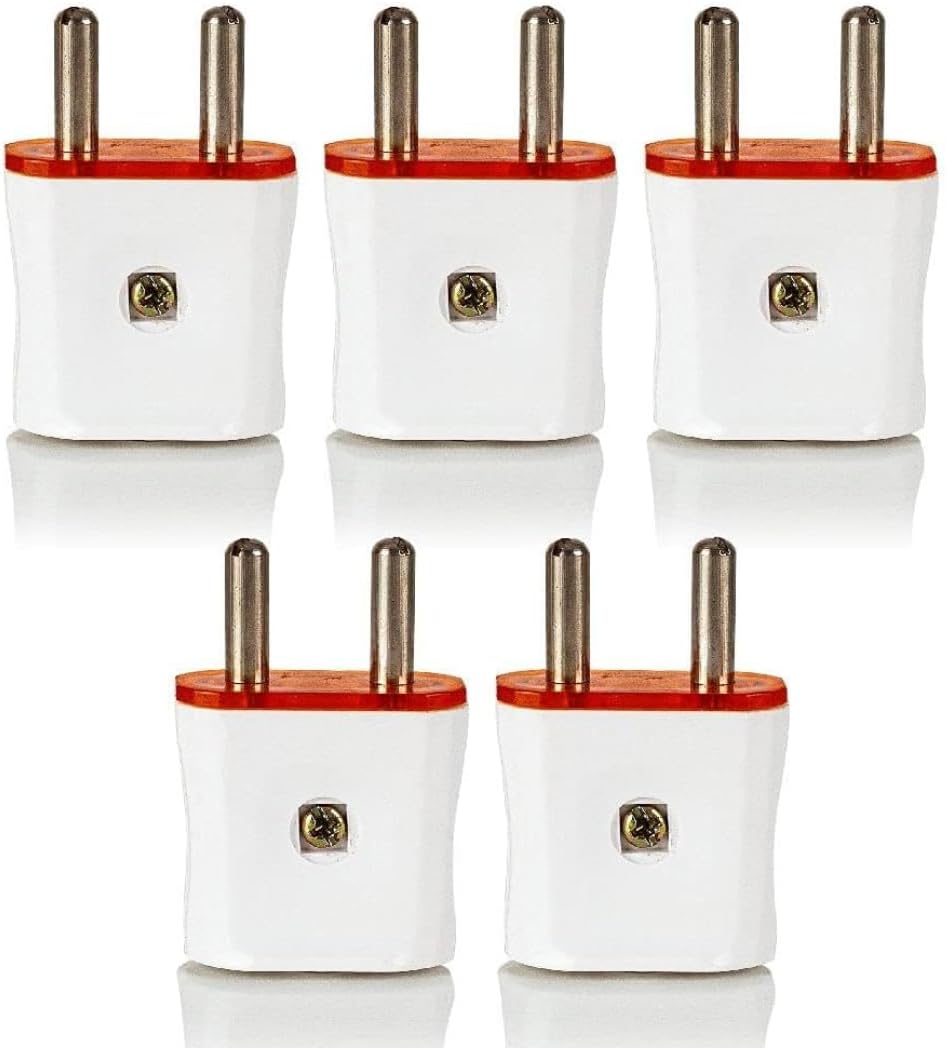 Hi-PLASST 6A 2 Pin Plastic Plug Top 240V Royal Male Plug for Fan Table, Mixers, Electric Choppers, Lights, LEDs, Air Coolers, etc. (7 cm, 3.5 cm, 2 cm) (Royal-2 Pin, 5.00)