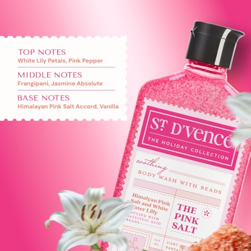 Image of ST. D'VENCE Himalayan Pink Salt Body Wash Shower Gel for Women & Men with White Water Lilly & Organic Aloe Vera| Moisturising Body Wash for Winter | Parabens & SLS Free- 300 ml