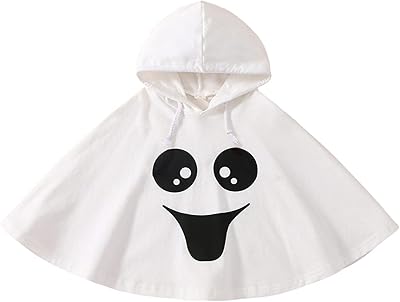 Cevoerf Toddler Baby Boys Girls Halloween Costume White Ghost Face Cloak Cape Party Cosplay Robe Ghost Costume