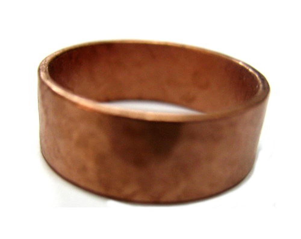 Roger EnterprisesWide 8mm Solid Copper Ring with Hammerred Design Made in USA Snug Fit