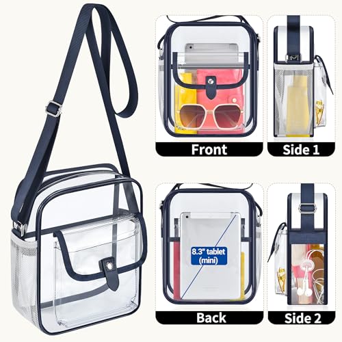 Image of SPODEARS Clear Crossbody Bag for Stadium, Concert, Festival & More - Adjustable Shoulder Strap & Bottle Holder