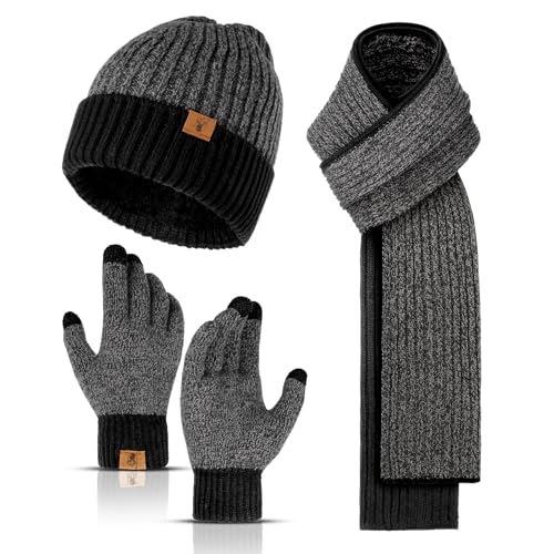 Guantes táctiles térmicos con gorro de polar y bufanda
