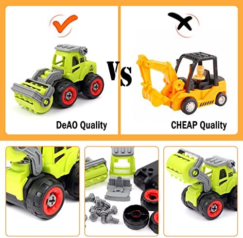 deAO Farm Toys Tractor Truck Toy with 4 Take Apart Vehicle and Screwdriver, Play Vehicle Toy toy Tractors for 2-12 Years Old Kids Boys Girls Toddlers (Light Green)
