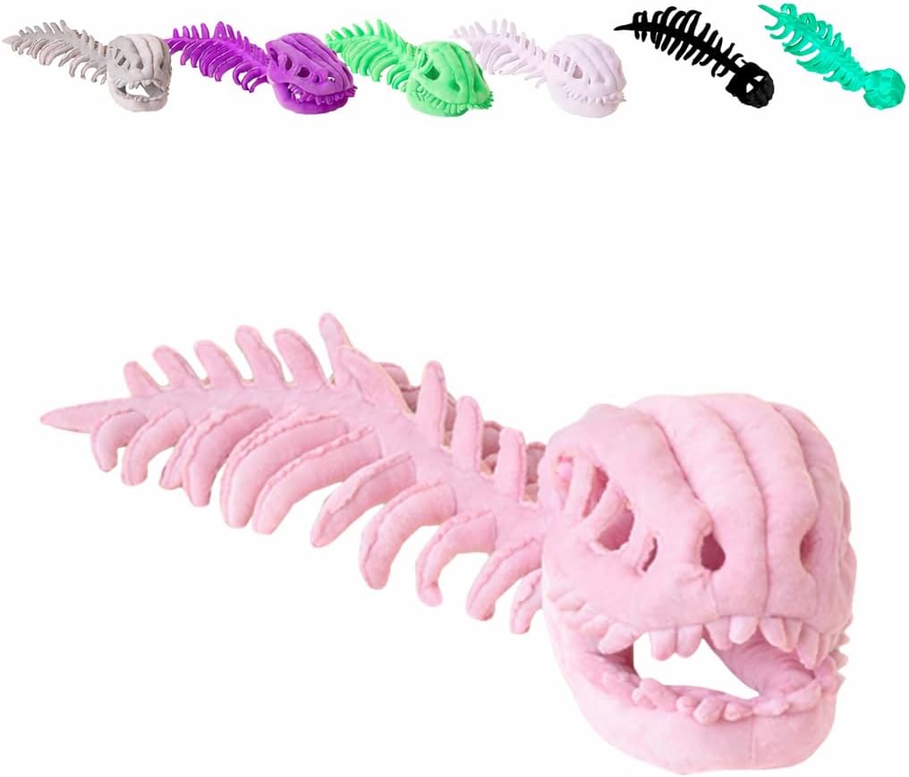 Dinosaur Fossil Costume Regular/Glow in Dark, 30/45in Realistic Skeleton Costume Set with Dino Head Mask & Plush Spine Bone