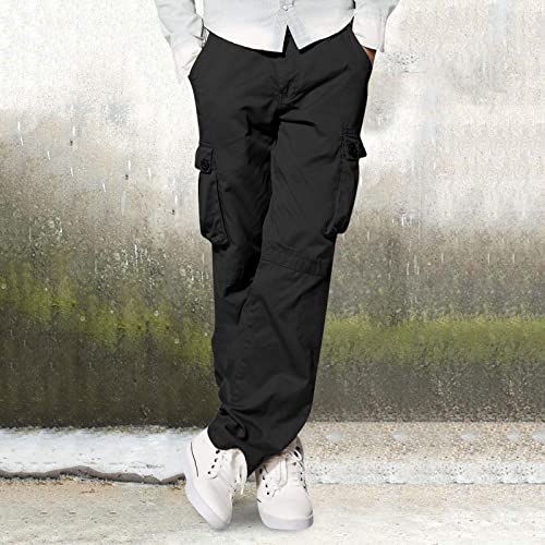Men's Casual Straight Leg Pants Relaxed Fit Cargo Joggers Sweatpants Fashion with Pockets Trousers3