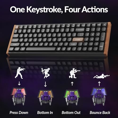 Image of Keychron K4 HE - 96% Compact Hall Effect Wireless Mechanical Keyboard with Number Pad, Magnetic Switch, Rapid Trigger, Custom RGB, QMK /VIA, 2.4GHz /BT5.2 /Wired, for Mac /Windows /Linux, Wood Frame, Black
