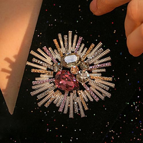 Image of Rhinestone Snowflake Brooch Pin for Women Sparkly Flower Corsage Lapel Pin Vintage Floral Suit Jacket Brooch Pin Jewelry for Women Men Birthday Gifts