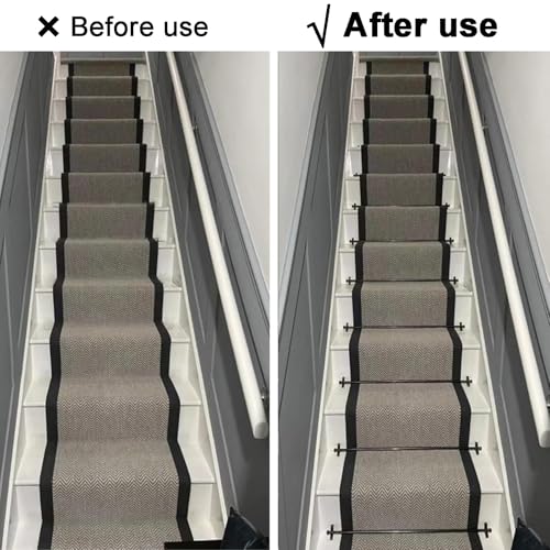 Tiges de couloir pour tapis d'escalier en laiton massif noir élégant