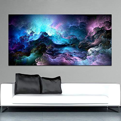 Art nuage abstrait coloré KEBIA sur toile haut de gamme 50x100