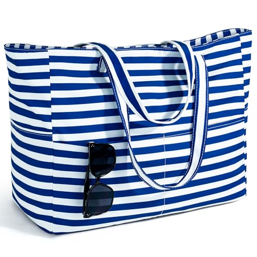 Strandtasche XXL Familie Große Beach Bag Badetasche mit Reißverschluss Shopper Damen, Leicht Faltbare Grosse Schwimmbadtasche… – Ansicht 1