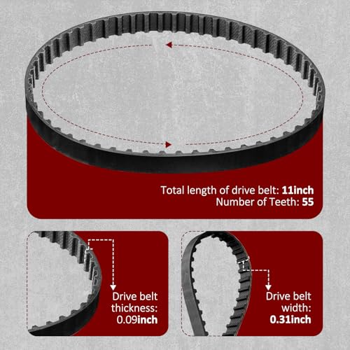 hasmx 110xl031 timing belt rubber geared drive belt for black and decker sander 1134 length 51634 wide 55 teeth 2-pack
