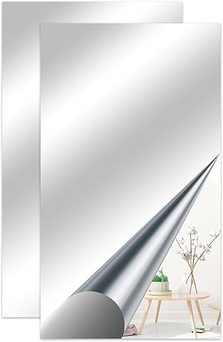 JINGIHE 2 Piezas Espejo Adhesivo, Pared Flexible Suave, Sin Vidrio Irrompible, Ligero Reflectante, Ideal para Decoración de Hogar, Armarios, Baños y Dormitorios, Espejo Grande de Pared de 40 x 70 cm