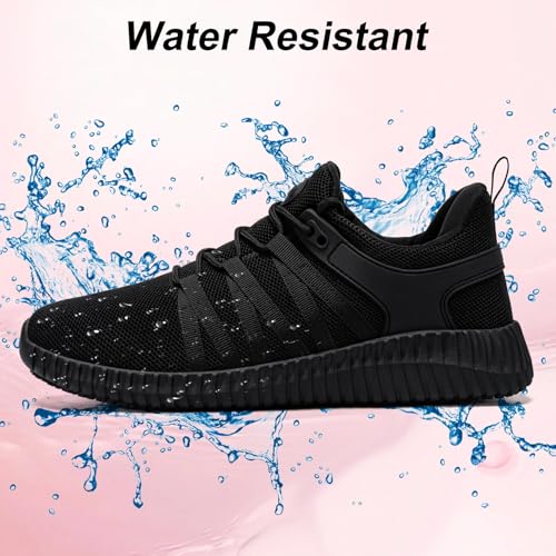 Slip On Sneakers Women Non Slip Work Shoes Water Resistant Comfortable Black Slip Resistant Breathable Lightweight Walking Shoe Zapatos Antideslizantes para Mujer, Black4