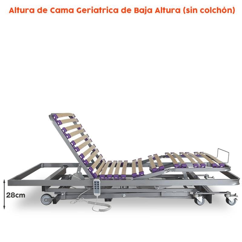 VentadeColchones - Cama Articulada Geriátrica con Carro Elevador de Baja Altura, Sin barandillas, de Medida 90 x 190 cm, con Bote de Grasa y Servicio de Subida y Montaje