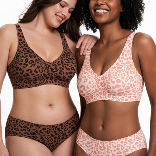 Wireless Bra Khaki S V Neck Back Smoothing Comfortable Bras - image 4