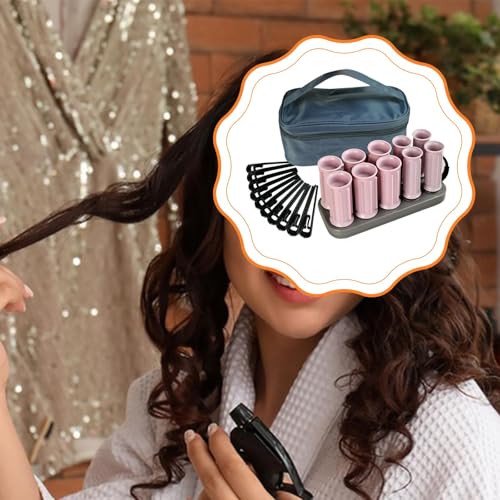 KiBcsLic 10 rulos eléctricos para el cabello con, herramienta para peinar el cabello, incluye pinzas, tubo rizador y rulos calientes. - imagen 4