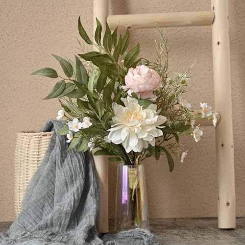 Artificial Fake Rose Flowers Plants Silk Flower Arrangements Wedding Bouquets Decorations with Plastic Leaves Stems Floral Table Centerpieces for Home Kitchen Garden Party Decor (P image 4