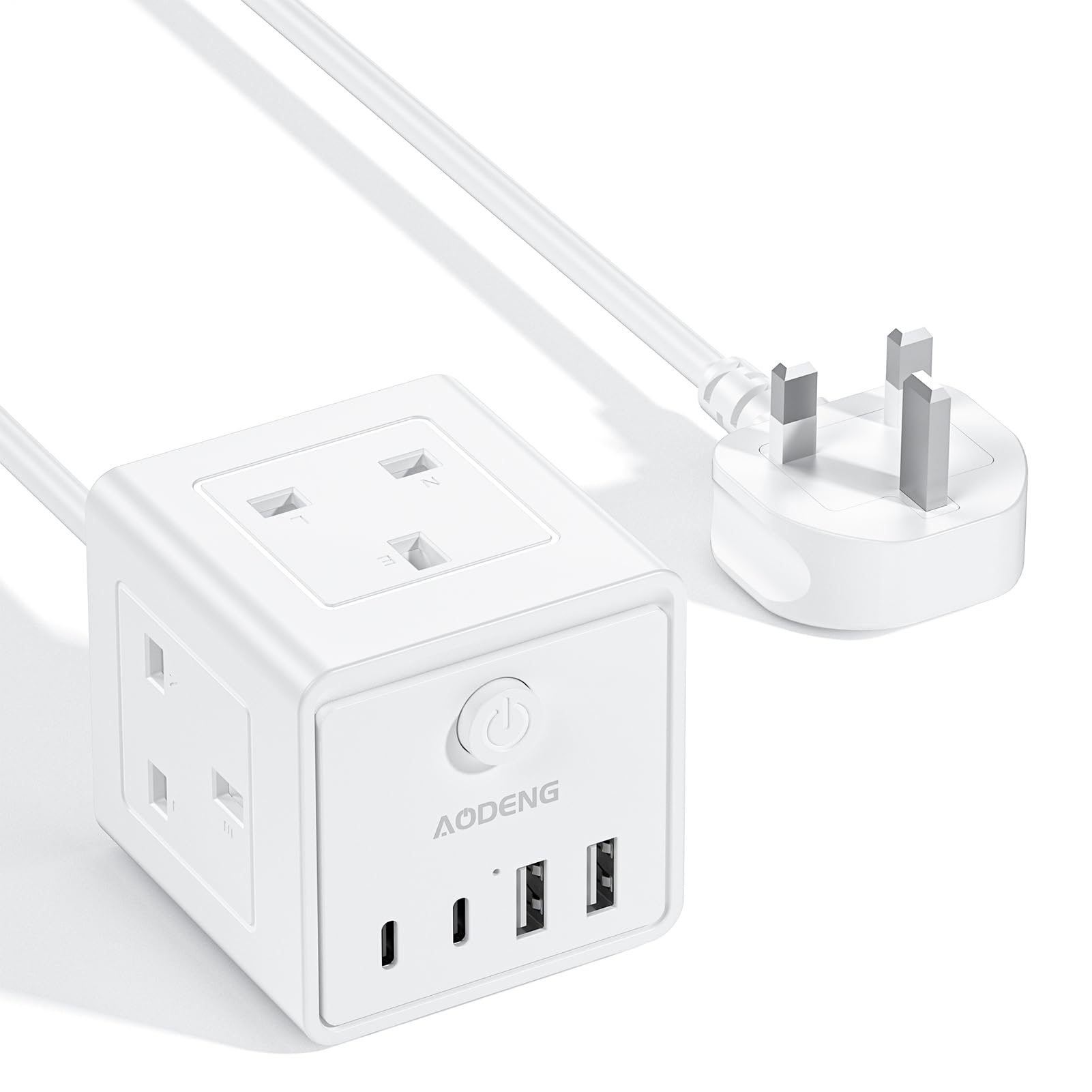 Extension Lead with 4 USB Slots and Switch, 3 Way Multi Plug Extension Cable with 2 USB C, UK Desktop Power Extension Cord with Multi Socket, 1.5M Extension Cable for Home Office — view 8