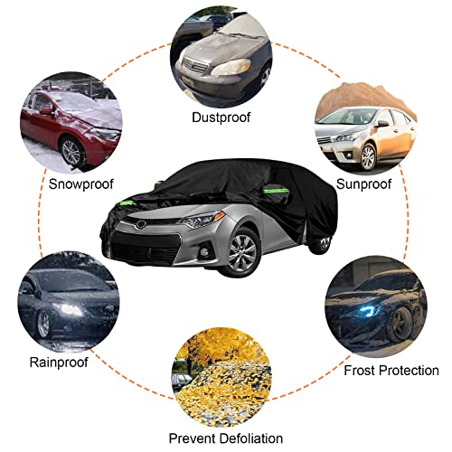 Image of 6 Layer Waterproof Car Covers Replace for 2004-2026 Toyota Corolla Sedan | All Weather Car Cover with Cotton Liner, Zipper Door, Windproof Bands for Snow Rain Dust Protection
