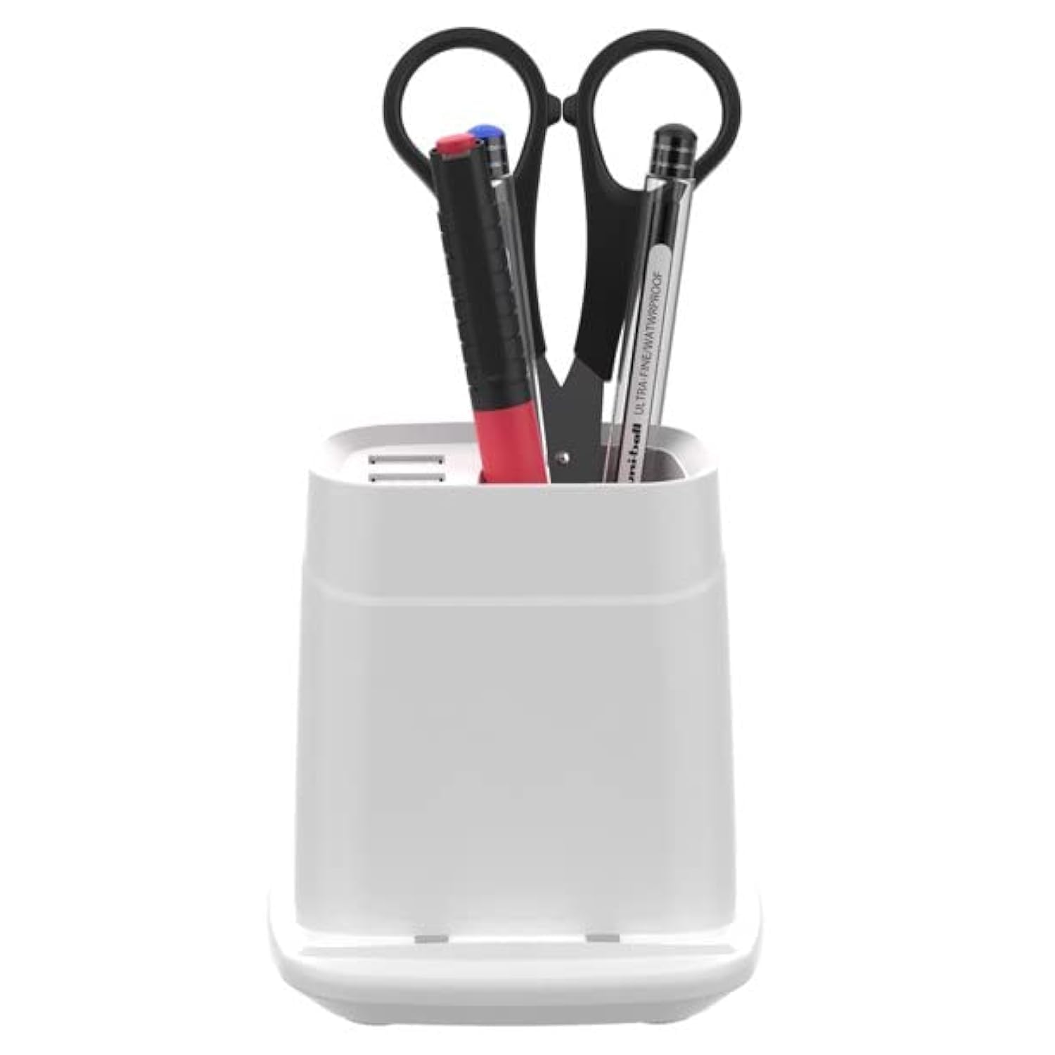 Wireless Charger with Pencil case 2x1 Stand Dual USB, Whire