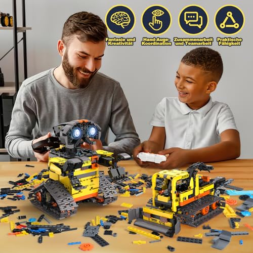 Technic Roboter Bauspielzeug Bausatz, 688PCS 5-IN-1 RC Roboter und Auto, Ferngesteuert und App Robot Bausatz Kinder, RC Programmierbar Teenager Spielzeug Geschenk ab 8-12 13 14 15 Jahre Jungen