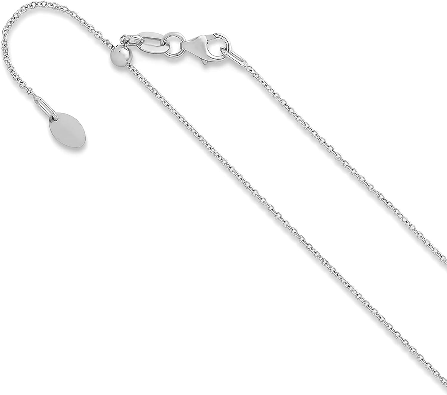 inBLISS 14k SOLID White Gold 1.1 MM Adjustable Cable Chain Necklace For Pendants And Charms (Adjustable Upto 18" Or 24") Jewelry For Women MADE IN ITALY