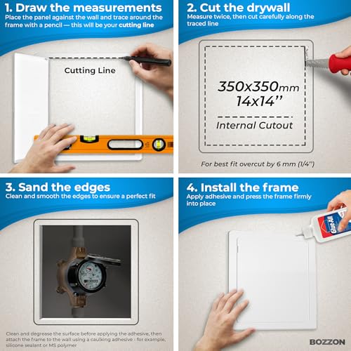 Image of Access Panel for Drywall - 14 x 14 inch - Wall Hole Cover - Access Door - Plumbing Access Panel for Drywall - Heavy Durable Plastic White