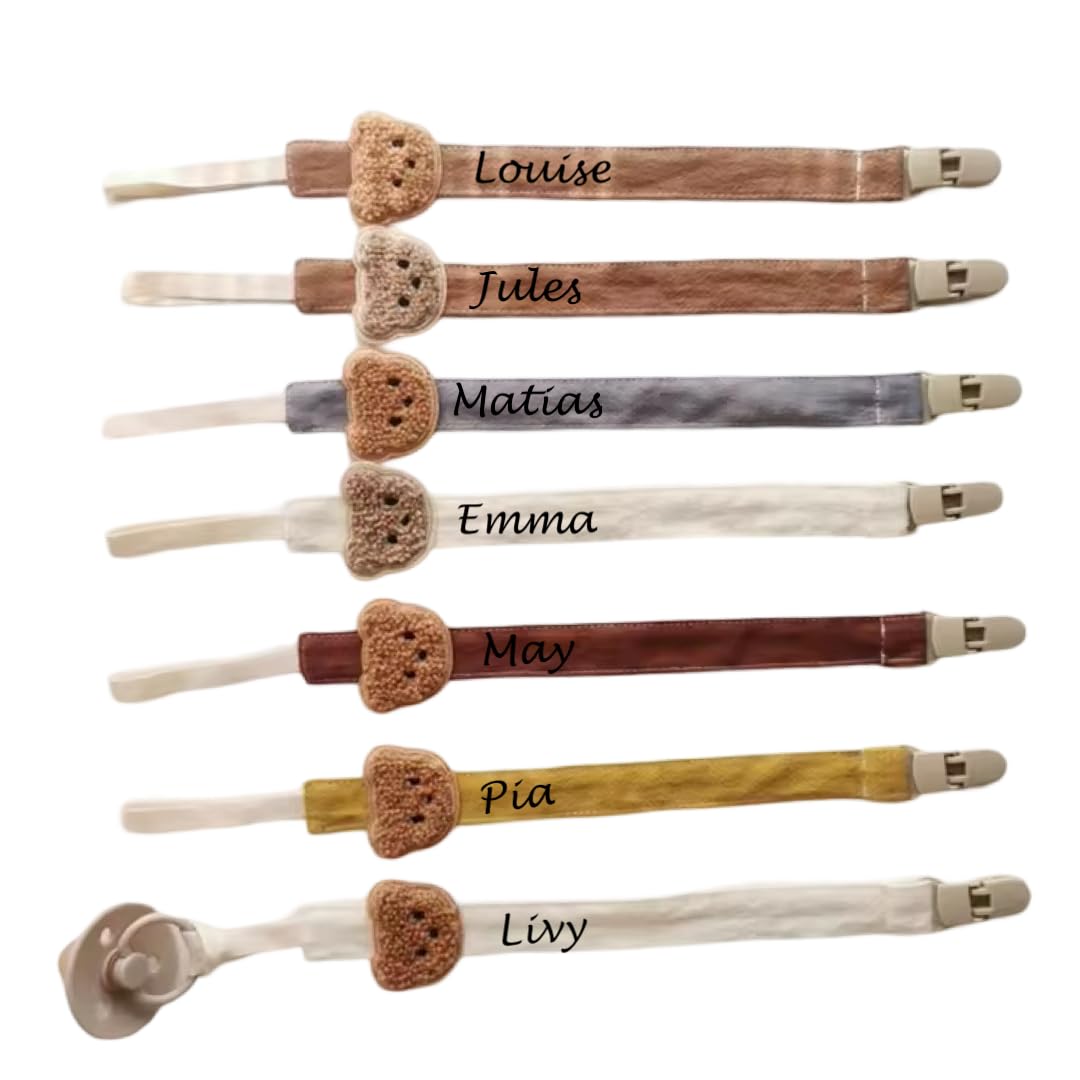 attache tétine personnalisé prénom fille garçon- en gaze de coton bio- avec doudou teddy - plusieurs coloris au choix