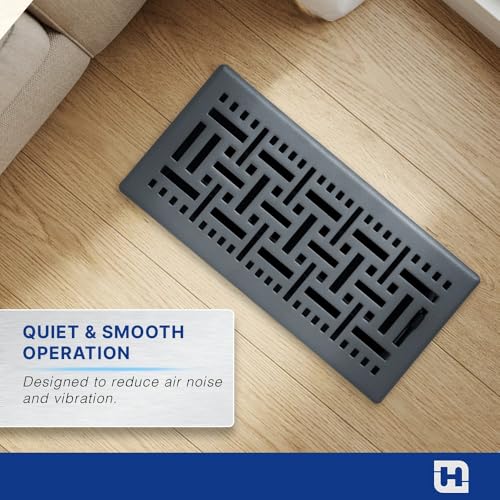 [2 Pack] Fits 4x10 and 10x4 Duct Opening | Decorative Floor Register with Basketweave Design by Handua | Heavy Duty Walkable Design | Damper | Floor Vent | Easy to Adjust Air Supply Lever | Dark Gray by Handua - Image 7