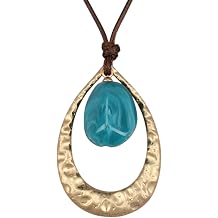 GelConnie Leather Necklace for Women Round Wooden Pendant Long Leather Choker Vintage Sweater Necklace Gold Chunky Boho Necklaces for Women